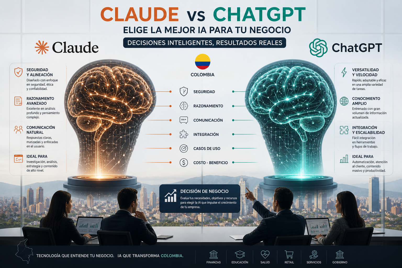 Claude vs ChatGPT para Empresas Colombia