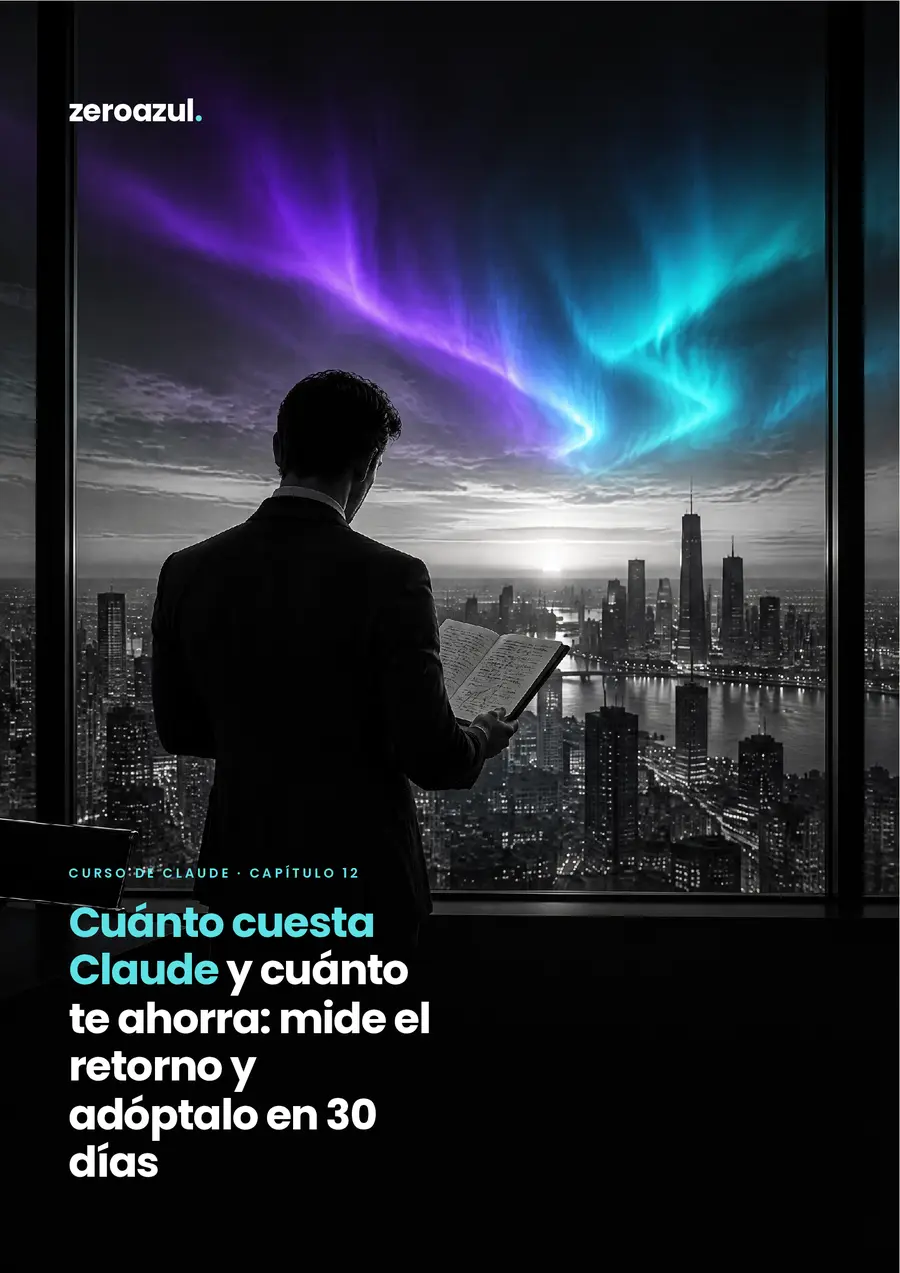 Portada del capítulo 12 del curso de Claude: Cuánto cuesta Claude y cuánto te ahorra: mide el retorno y adóptalo en 30 días