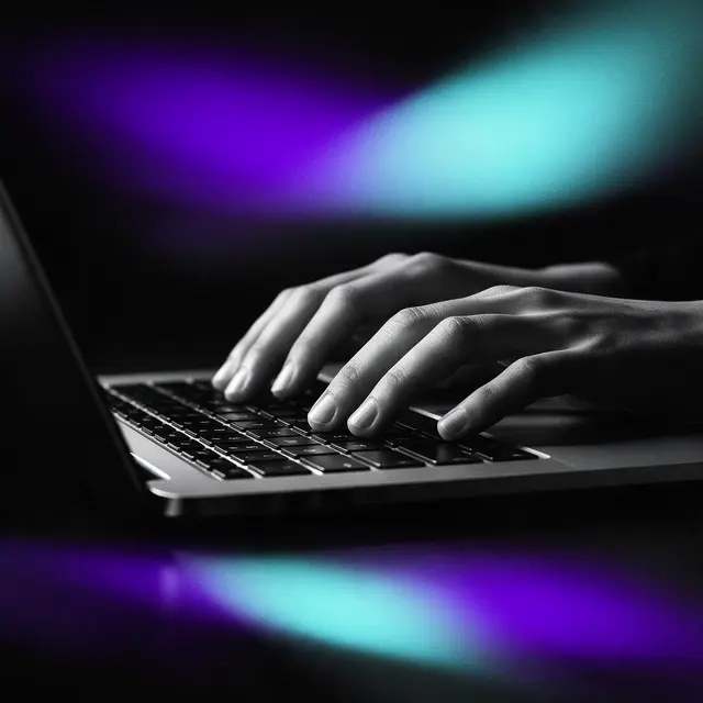 Primer plano de unas manos escribiendo en el teclado de un portátil